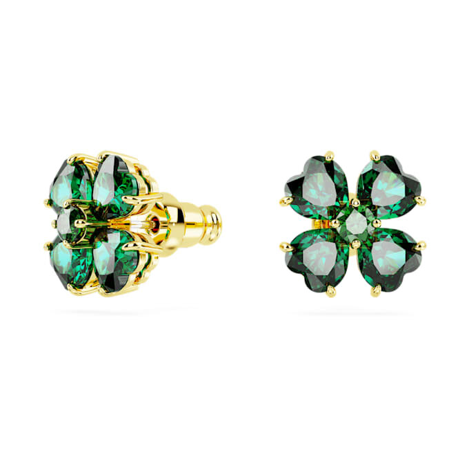 Boucles d’oreilles à clous Idyllia « Trèfle », vert, plaqué or Boucles d’oreilles à clous Idyllia « Trèfle », vert, plaqué or