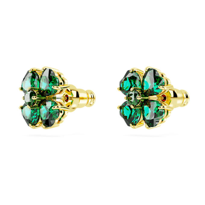 Boucles d’oreilles à clous Idyllia « Trèfle », vert, plaqué or Boucles d’oreilles à clous Idyllia « Trèfle », vert, plaqué or