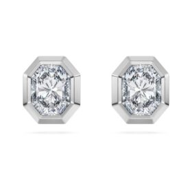 Boucles d’oreilles à clous octogonales, diamants synthétiques 1,0 ct au total, forme octogonale, or blanc 14 carats