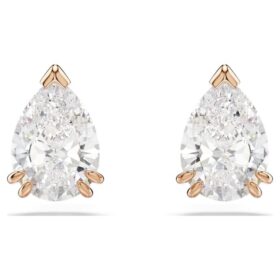 Boucles d’oreilles à clous Stilla, taille poire, blanches, plaquées or rose