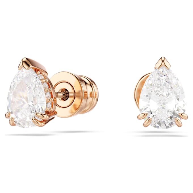 Boucles d’oreilles à clous Stilla, taille poire, blanches, plaquées or rose Boucles d’oreilles à clous Stilla, taille poire, blanches, plaquées or rose