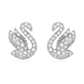 Boucles d’oreilles clous « Swan » : cygne, blanc, plaqué rhodium Boucles d’oreilles clous « Swan » : cygne, blanc, plaqué rhodium