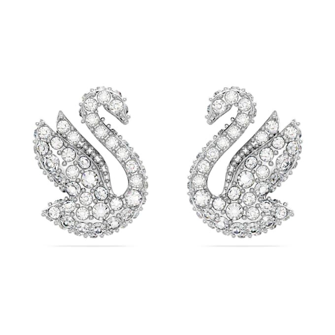 Boucles d’oreilles clous « Swan » : cygne, blanc, plaqué rhodium Boucles d’oreilles clous « Swan » : cygne, blanc, plaqué rhodium