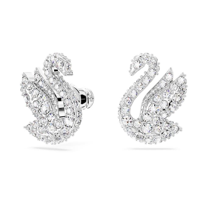 Boucles d’oreilles clous « Swan » : cygne, blanc, plaqué rhodium Boucles d’oreilles clous « Swan » : cygne, blanc, plaqué rhodium
