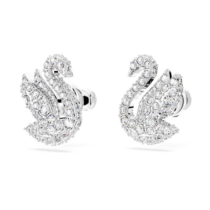 Boucles d’oreilles clous « Swan » : cygne, blanc, plaqué rhodium Boucles d’oreilles clous « Swan » : cygne, blanc, plaqué rhodium