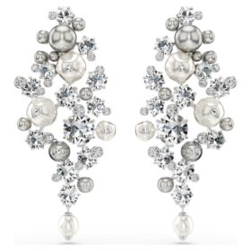 Boucles d’oreilles Constella : perles de cristal, taille ronde, blanches, plaquées rhodium Boucles d’oreilles Constella : perles de cristal, taille ronde, blanches, plaquées rhodium