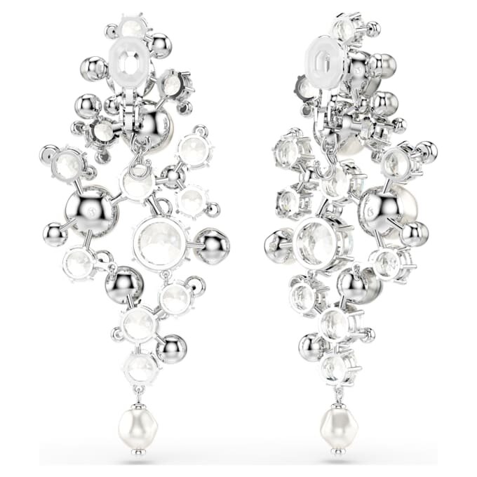 Boucles d’oreilles Constella : perles de cristal, taille ronde, blanches, plaquées rhodium Boucles d’oreilles Constella : perles de cristal, taille ronde, blanches, plaquées rhodium