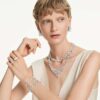 Collier Constella, taille ronde, blanc, plaqué rhodium