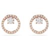 Boucles d’oreilles Constella, taille ronde, blanches, plaquées or rose Boucles d’oreilles Constella, taille ronde, blanches, plaquées or rose