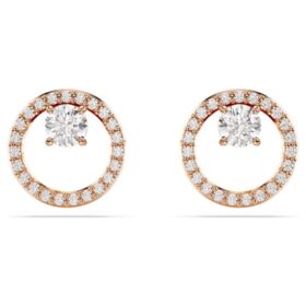 Boucles d’oreilles Constella, taille ronde, blanches, plaquées or rose Boucles d’oreilles Constella, taille ronde, blanches, plaquées or rose