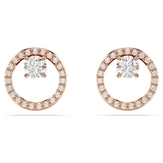 Boucles d’oreilles Constella, taille ronde, blanches, plaquées or rose Boucles d’oreilles Constella, taille ronde, blanches, plaquées or rose