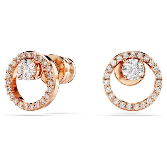 Boucles d’oreilles Constella, taille ronde, blanches, plaquées or rose Boucles d’oreilles Constella, taille ronde, blanches, plaquées or rose