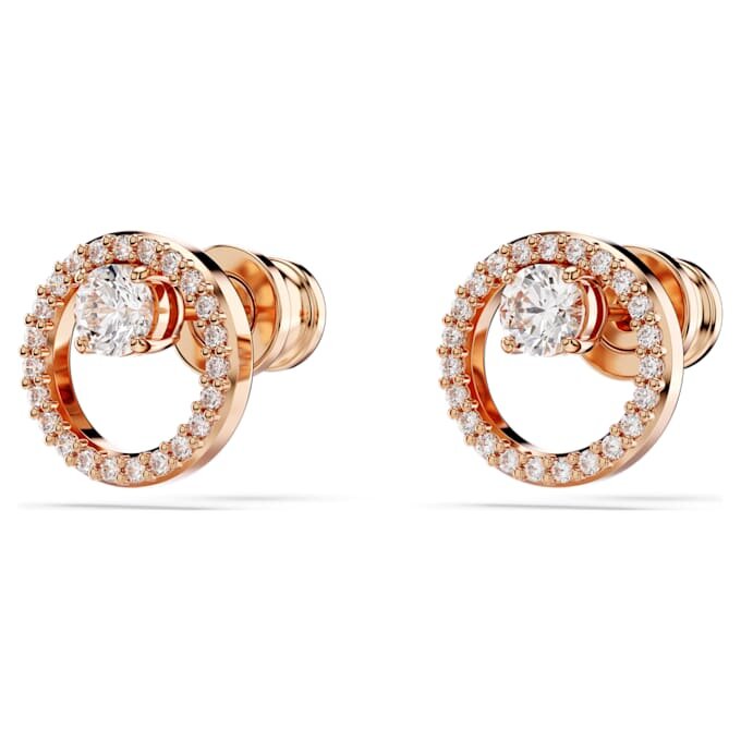 Boucles d’oreilles Constella, taille ronde, blanches, plaquées or rose Boucles d’oreilles Constella, taille ronde, blanches, plaquées or rose