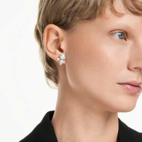 Boucles d’oreilles Constella, taille ronde, blanches, plaquées rhodium Boucles d’oreilles Constella, taille ronde, blanches, plaquées rhodium