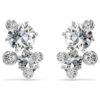Boucles d’oreilles Constella, taille ronde, blanches, plaquées rhodium