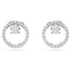 Boucles d’oreilles Constella, taille ronde, blanches, plaquées rhodium