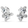 Boucles d’oreilles Constella, taille ronde, blanches, plaquées rhodium