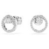 Boucles d’oreilles Constella, taille ronde, blanches, plaquées rhodium