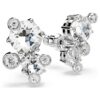 Boucles d’oreilles Constella, taille ronde, blanches, plaquées rhodium