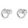Boucles d’oreilles Constella, taille ronde, blanches, plaquées rhodium
