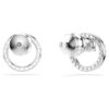 Boucles d’oreilles Constella, taille ronde, blanches, plaquées rhodium