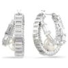 Boucles d’oreilles créoles Ariana Grande X Swarovski : perles de cristal, taille baguette, blanches, plaquées rhodium Boucles d’oreilles créoles Ariana Grande X Swarovski : perles de cristal, taille baguette, blanches, plaquées rhodium