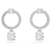Boucles d’oreilles créoles Constella, taille ronde, blanches, plaquées rhodium