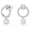 Boucles d’oreilles créoles Constella, taille ronde, blanches, plaquées rhodium