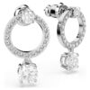 Boucles d’oreilles créoles Constella, taille ronde, blanches, plaquées rhodium