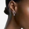 Boucles d’oreilles créoles Constella, taille ronde, blanches, plaquées rhodium