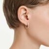Boucles d’oreilles créoles Dextera de forme octogonale, taille ronde, petites, blanches, plaquées or rose