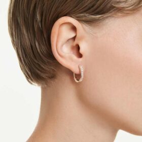 Boucles d’oreilles créoles Dextera de forme octogonale, taille ronde, petites, blanches, plaquées or rose Boucles d’oreilles créoles Dextera de forme octogonale, taille ronde, petites, blanches, plaquées or rose