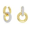 Boucles d’oreilles créoles Dextera, design asymétrique, anneaux entrelacés, blanches, plaquées or Boucles d’oreilles créoles Dextera, design asymétrique, anneaux entrelacés, blanches, plaquées or