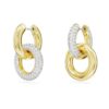 Boucles d’oreilles créoles Dextera, design asymétrique, anneaux entrelacés, blanches, plaquées or Boucles d’oreilles créoles Dextera, design asymétrique, anneaux entrelacés, blanches, plaquées or