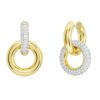 Boucles d’oreilles créoles Dextera, design asymétrique, anneaux entrelacés, blanches, plaquées or Boucles d’oreilles créoles Dextera, design asymétrique, anneaux entrelacés, blanches, plaquées or
