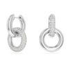 Boucles d’oreilles créoles Dextera, design asymétrique, anneaux entrelacés, blanches, plaquées rhodium Boucles d’oreilles créoles Dextera, design asymétrique, anneaux entrelacés, blanches, plaquées rhodium