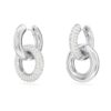 Boucles d’oreilles créoles Dextera, design asymétrique, anneaux entrelacés, blanches, plaquées rhodium Boucles d’oreilles créoles Dextera, design asymétrique, anneaux entrelacés, blanches, plaquées rhodium