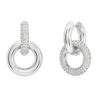 Boucles d’oreilles créoles Dextera, design asymétrique, anneaux entrelacés, blanches, plaquées rhodium Boucles d’oreilles créoles Dextera, design asymétrique, anneaux entrelacés, blanches, plaquées rhodium