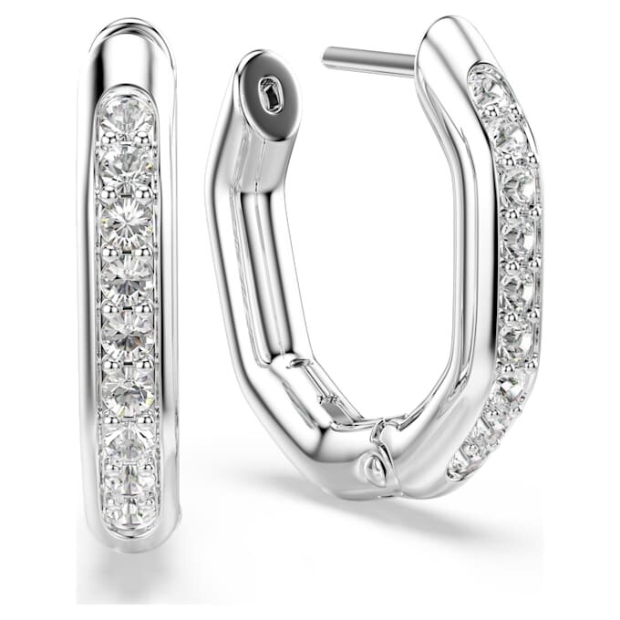 Boucles d’oreilles créoles Dextera, forme octogonale, taille ronde, petites, blanches, plaquées rhodium Boucles d’oreilles créoles Dextera, forme octogonale, taille ronde, petites, blanches, plaquées rhodium