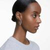 Boucles d’oreilles créoles Dextera pavées, grandes, blanches, plaquées rhodium Boucles d’oreilles créoles Dextera pavées, grandes, blanches, plaquées rhodium