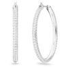 Boucles d’oreilles créoles Dextera pavées, grandes, blanches, plaquées rhodium Boucles d’oreilles créoles Dextera pavées, grandes, blanches, plaquées rhodium