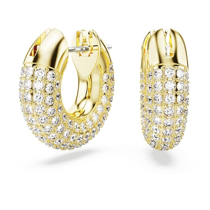 Boucles d’oreilles créoles Dextera, petites, blanches, plaquées or Boucles d’oreilles créoles Dextera, petites, blanches, plaquées or