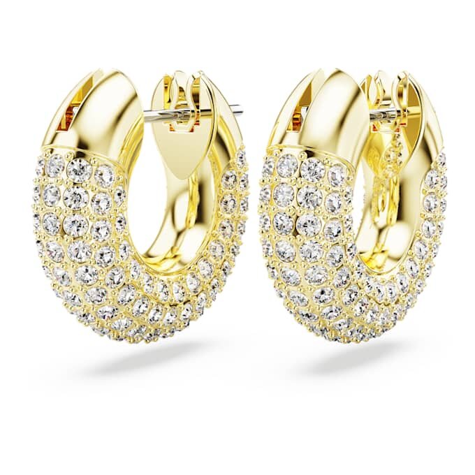 Boucles d’oreilles créoles Dextera, petites, blanches, plaquées or Boucles d’oreilles créoles Dextera, petites, blanches, plaquées or