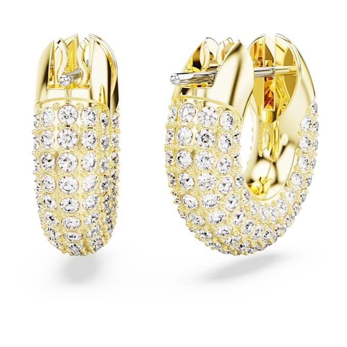 Boucles d’oreilles créoles Dextera, petites, blanches, plaquées or Boucles d’oreilles créoles Dextera, petites, blanches, plaquées or