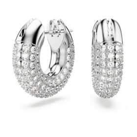 Boucles d’oreilles créoles Dextera, petites, blanches, plaquées rhodium Boucles d’oreilles créoles Dextera, petites, blanches, plaquées rhodium