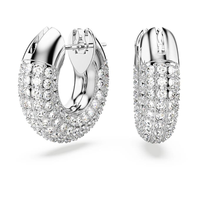 Boucles d’oreilles créoles Dextera, petites, blanches, plaquées rhodium Boucles d’oreilles créoles Dextera, petites, blanches, plaquées rhodium