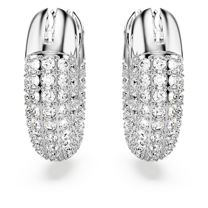 Boucles d’oreilles créoles Dextera, petites, blanches, plaquées rhodium Boucles d’oreilles créoles Dextera, petites, blanches, plaquées rhodium