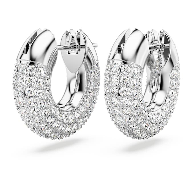 Boucles d’oreilles créoles Dextera, petites, blanches, plaquées rhodium Boucles d’oreilles créoles Dextera, petites, blanches, plaquées rhodium
