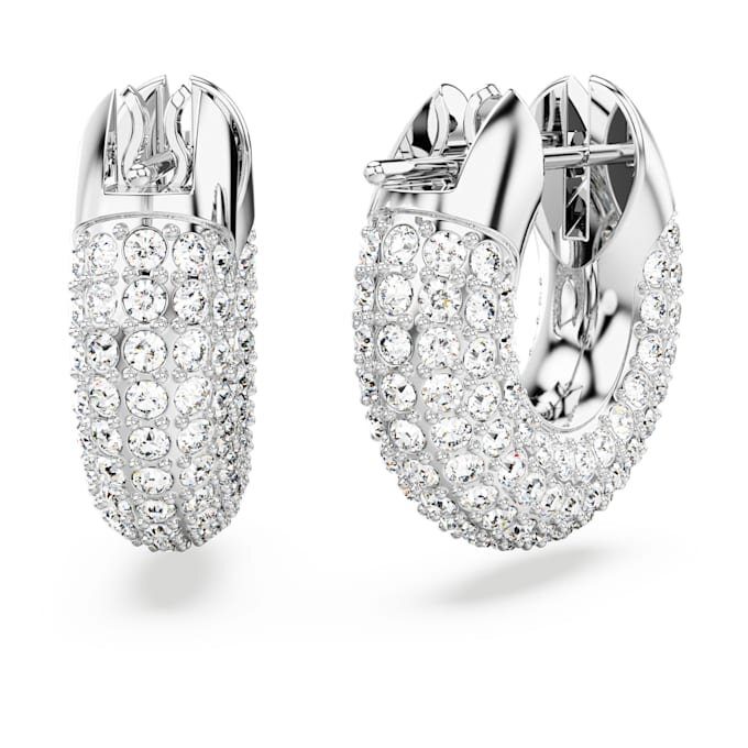 Boucles d’oreilles créoles Dextera, petites, blanches, plaquées rhodium Boucles d’oreilles créoles Dextera, petites, blanches, plaquées rhodium