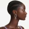 Boucles d’oreilles créoles Dextera, taille ronde, blanches, plaquées or Boucles d’oreilles créoles Dextera, taille ronde, blanches, plaquées or